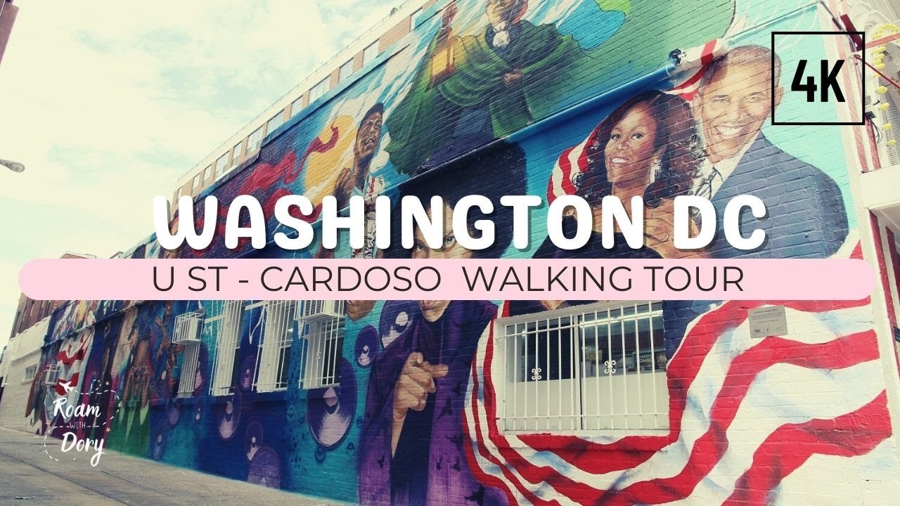 Sunny Day Virtual Walking Tour Washington DC U Street Cardozo (4K 60fps)