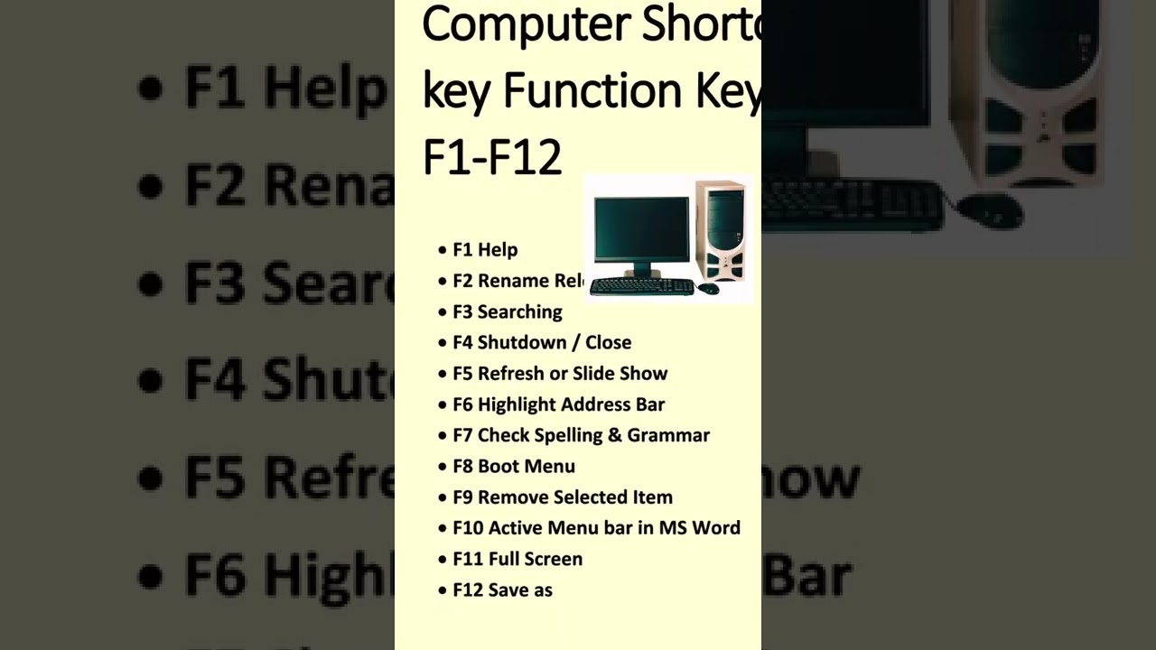 Computers shortcut key function keys F-1 to F-12/#viral #ytshorts #whatsaapstatus #attitude #ai #mon