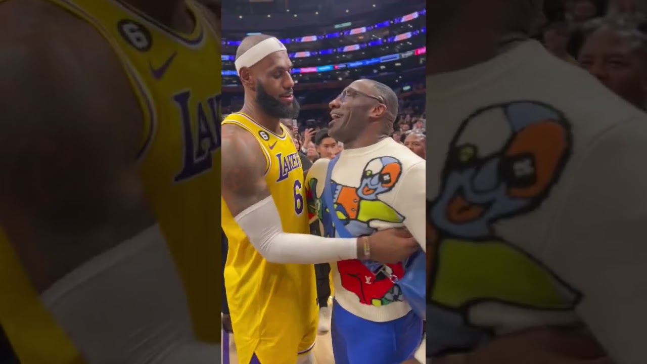 LeBron James daps up Shannon Sharpe after passing Kareem’s record (via @BenGolliver/TW) | #shorts