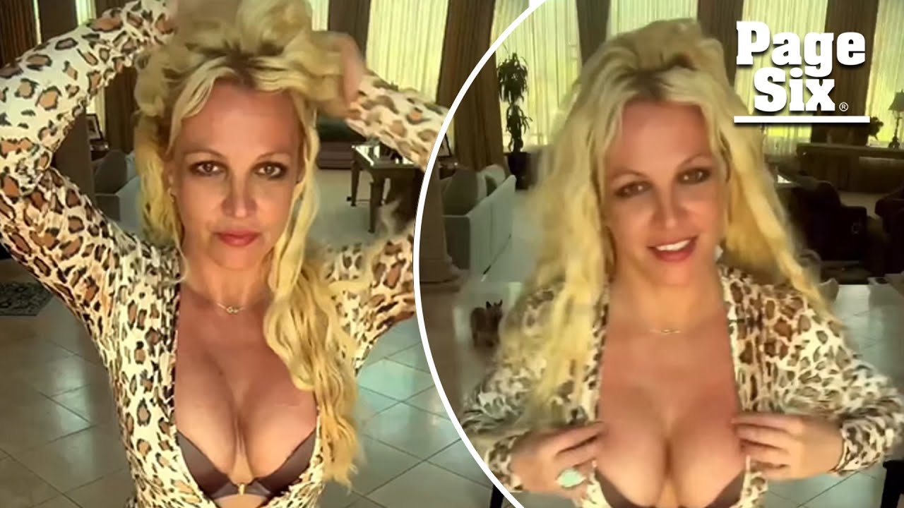 Britney Spears models plunging leopard catsuit in sultry dancing videos after Sam Asghari split