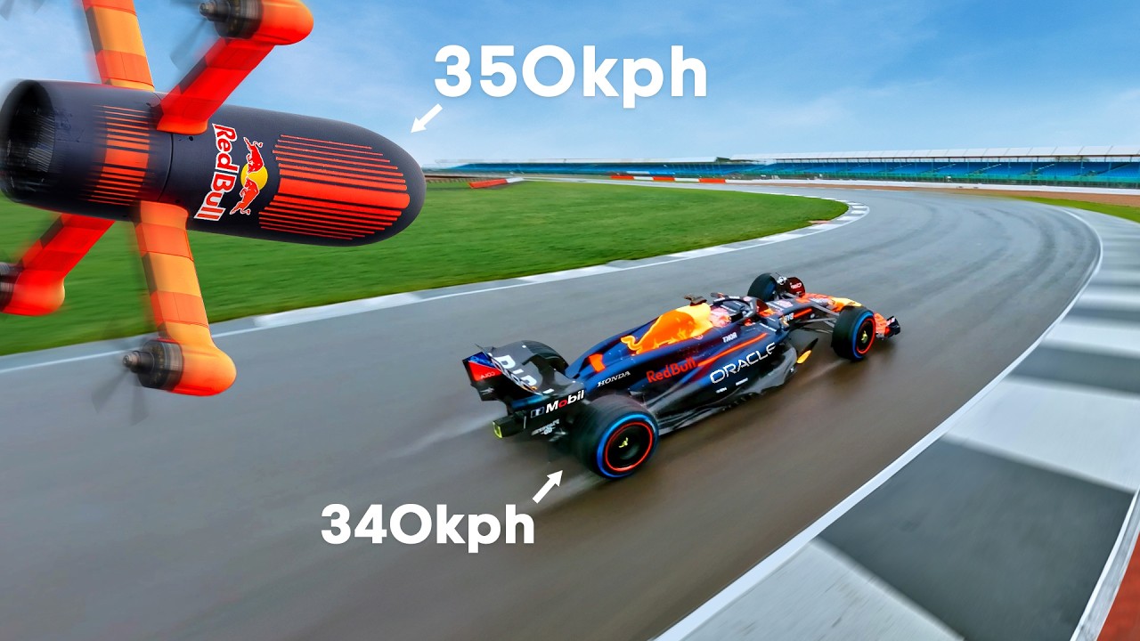 World’s Fastest Camera Drone Vs F1 Car (ft. Max Verstappen)