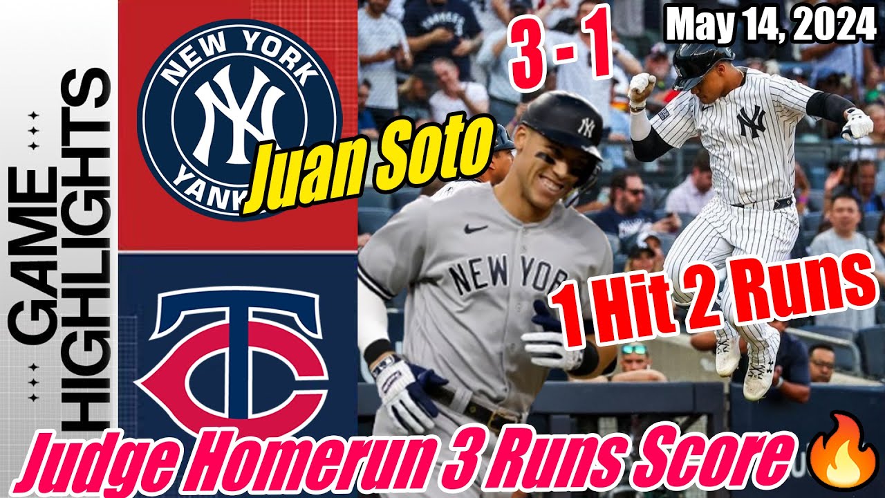 Yankees vs Twins TODAY Highlights | May 14, 2024 | Soto 1 Hit 2 Run & Judge Homerun 🚀 3 Runs Score 🔥