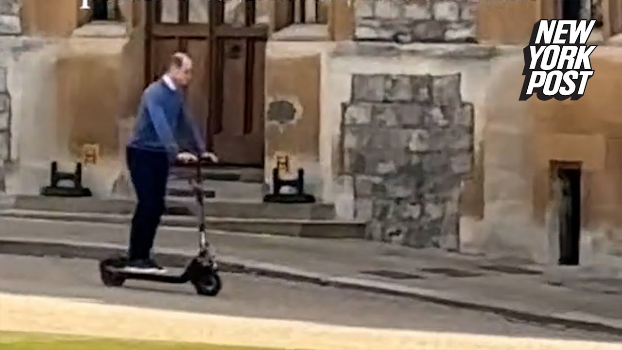 Prince William zipping around Windsor Castle on an electric scooter is a sight to see