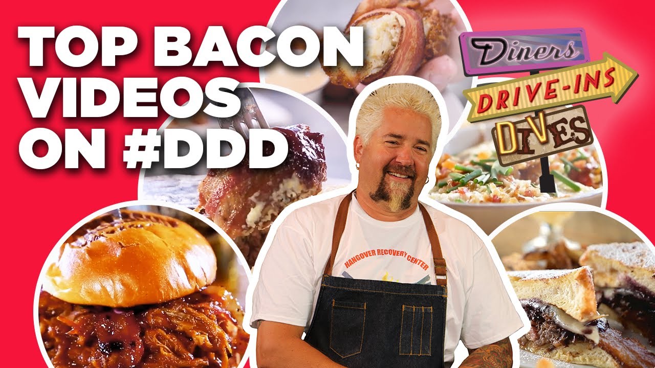 Top 15 Craziest Bacon Videos on #DDD with Guy Fieri | Diners, Drive-Ins and Dives | Food Network