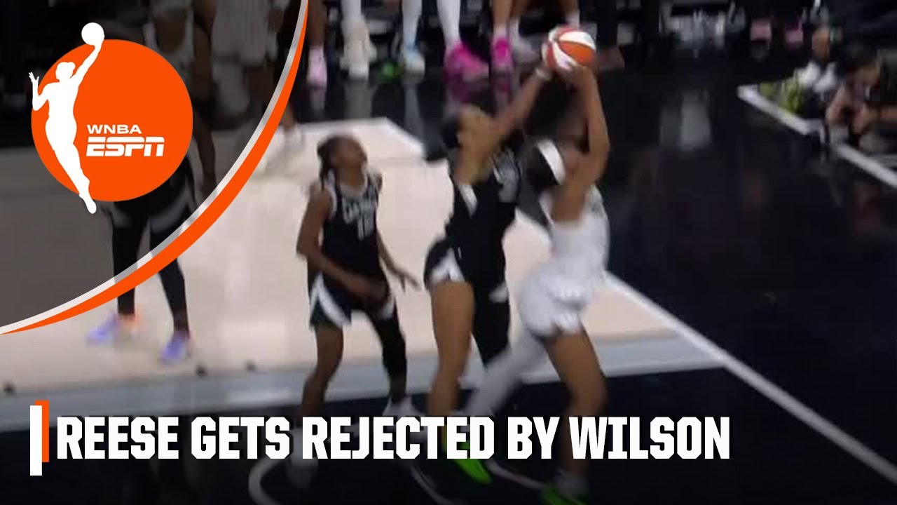 A’ja Wilson REJECTS Angel Reese’s shot at the rim 👀 | WNBA on ESPN