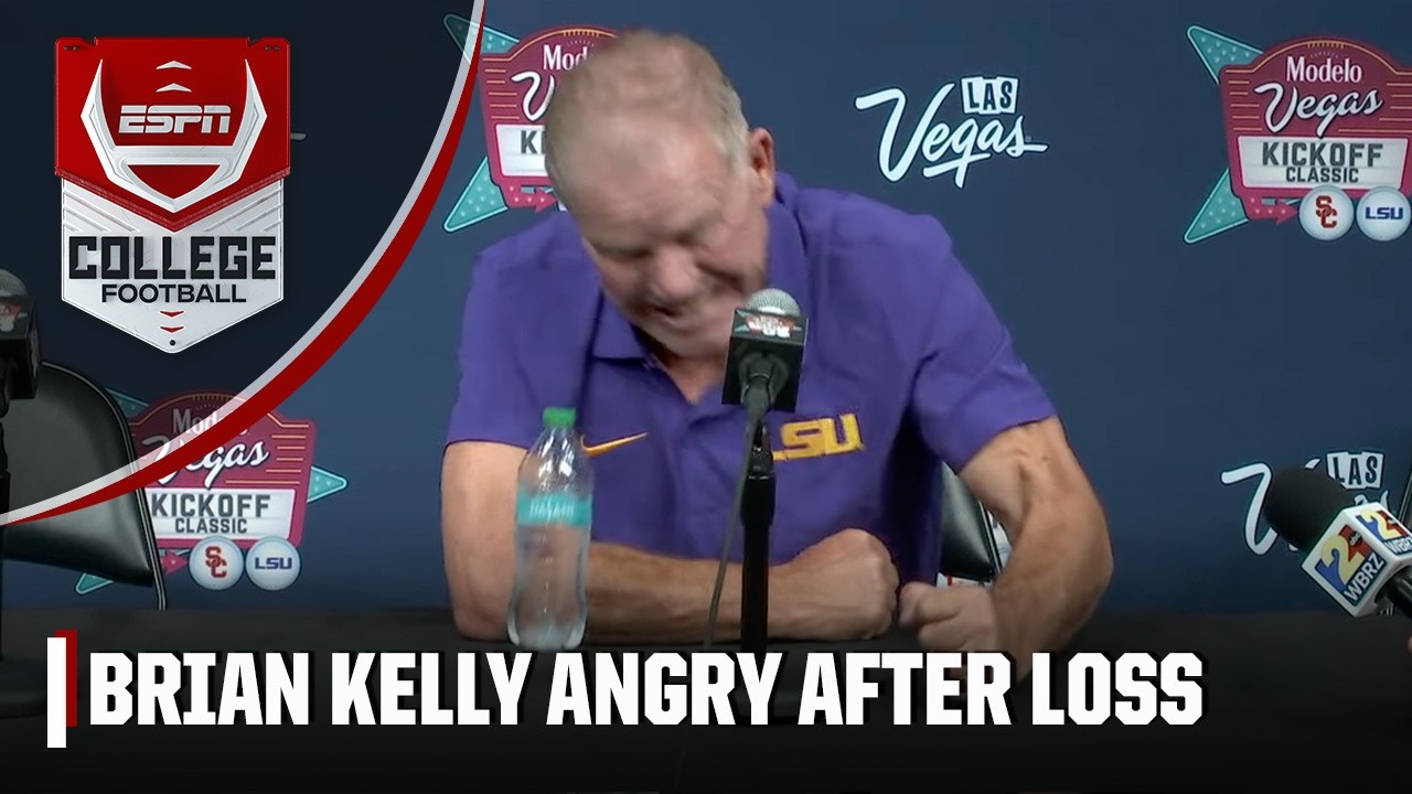 Brian Kelly IRATE after LSU’s loss to USC, hits the table out of frustration | ESPN College Football