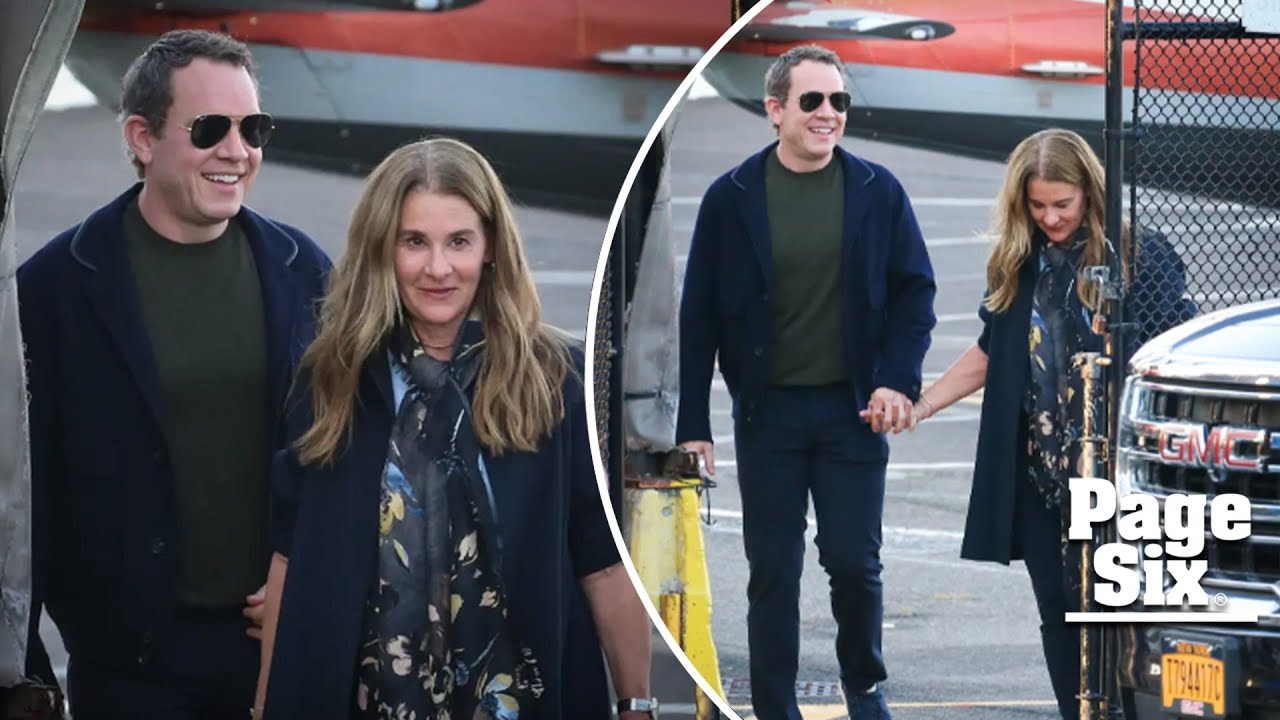 Melinda French Gates holds hands with new entrepreneur boyfriend Philip Vaughn as they arrive in NYC