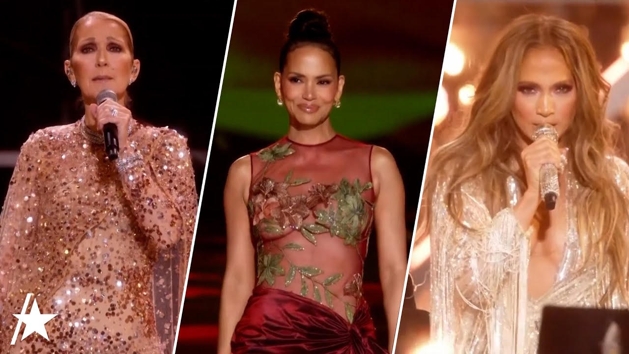 Halle Berry REWEARS 2002 Oscars Gown As Céline Dion & Jennifer Lopez SING At Elie Saab Show