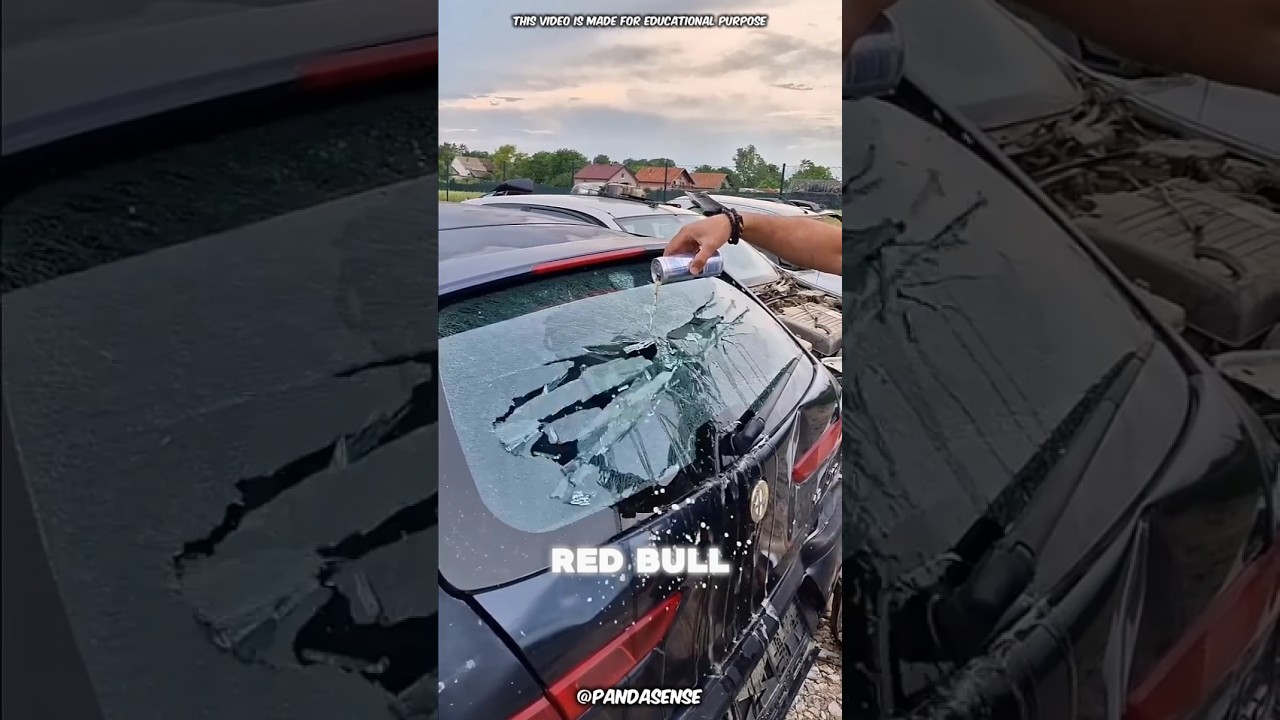 ⚡Redbull VS Car Glass #youtubeshorts #facts #shortsfeed #pandasense