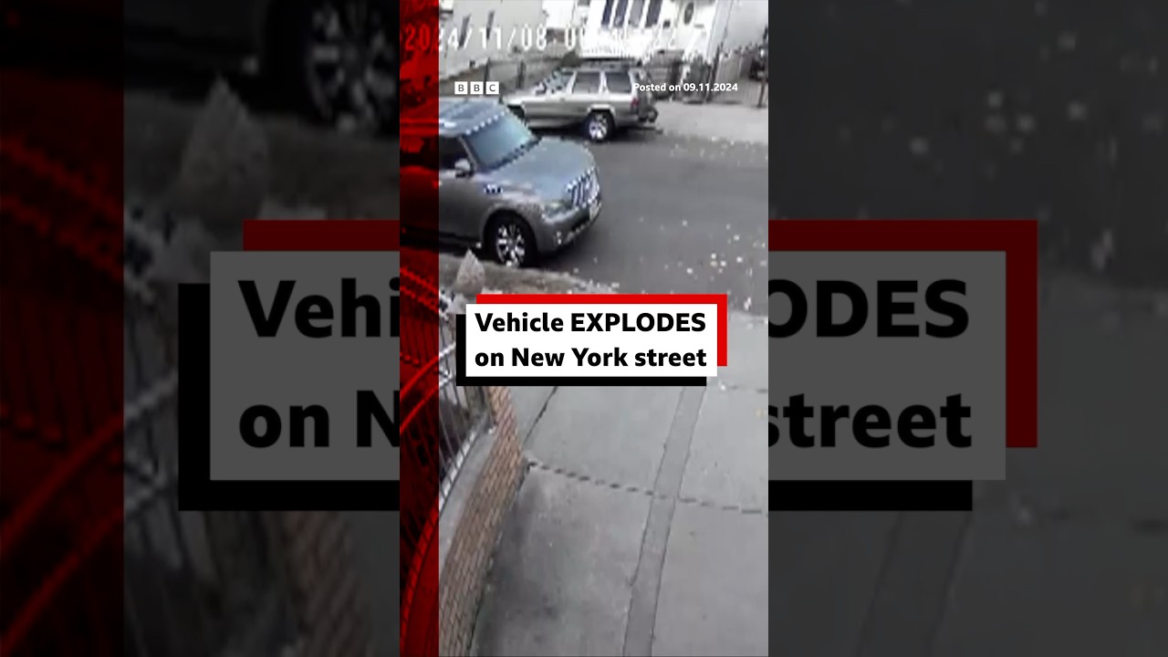 Watch moment car explodes on a quiet residential New York street. #Explosion #NewYork #BBCNews