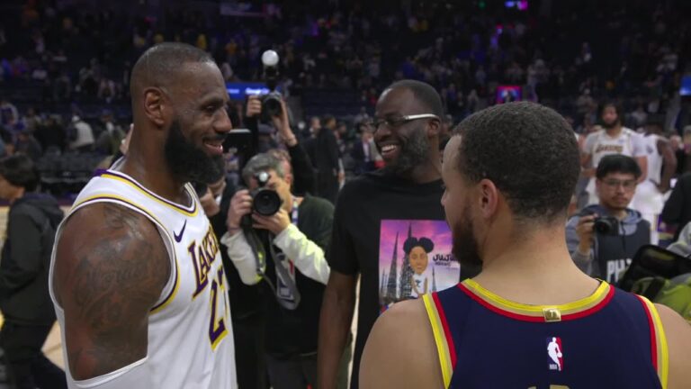 LeBron James chats with Stephen Curry & Draymond Green after Lakers’ win vs. Warriors | NBA on ESPN