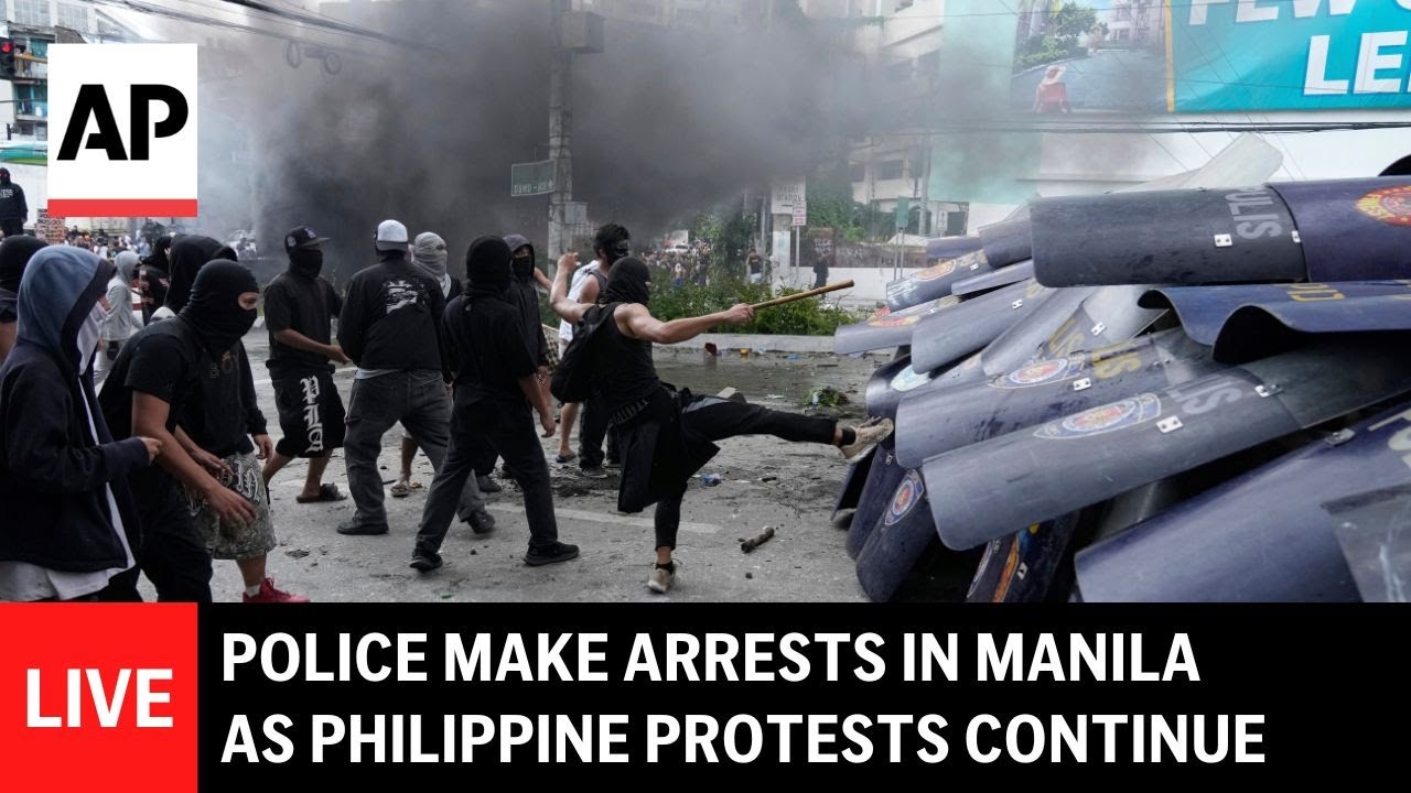 LIVE: Violence erupts near protests in the Philippines over corruption scandal