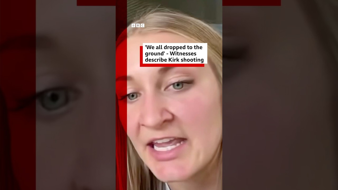 Witnesses say Charlie Kirk was asked about gun violence when fatally shot at campus event. #BBCNews