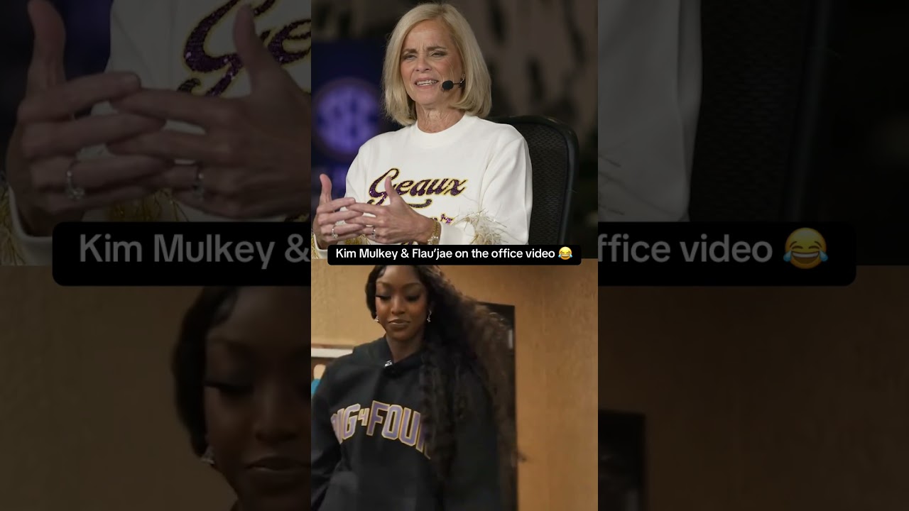 Kim Mulkey details finding out about Flau’jae’s video in her office 😂 (via flaujae, lsuwbkb/IG)