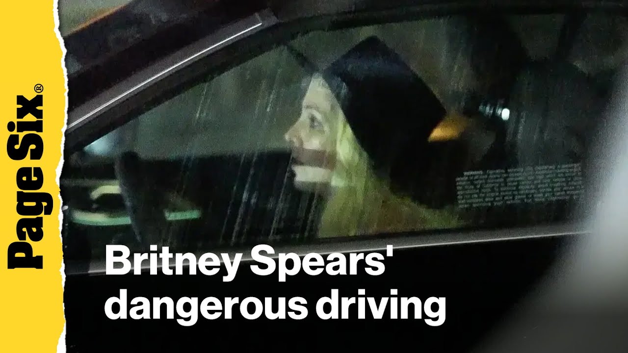 See Britney Spears dangerously swerve as she drives home after night out with a friend