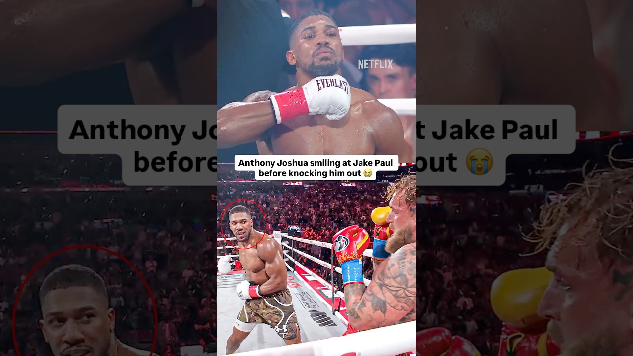 Anthony Joshua smiled at Jake Paul before knocking him out 😦 #jakepaul #anthonyjoshua #boxing