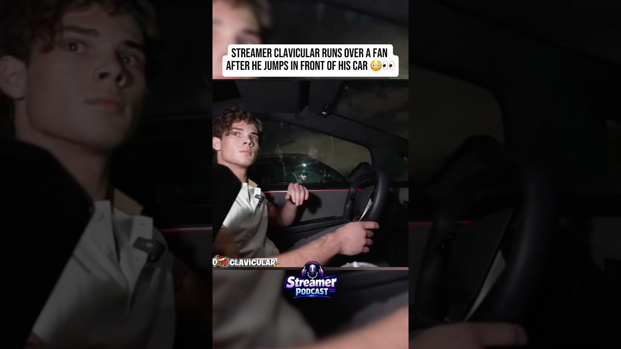 Clavicular RUNS OVER a crazy FAN after he JUMPS on his CAR 😳👀 #clavicular #streamer #viral