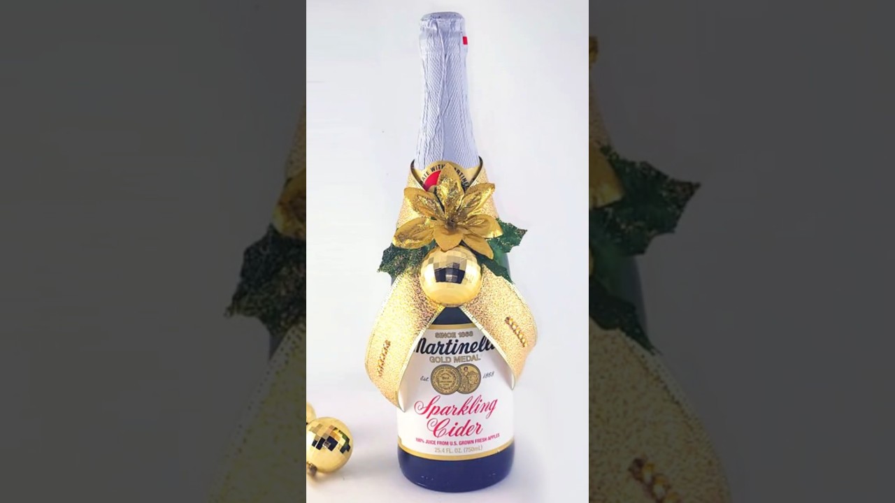 EASIEST DIY Champagne bottle ribbon HACK (5-minute DIY) #shorts #champagne #newyeardiy
