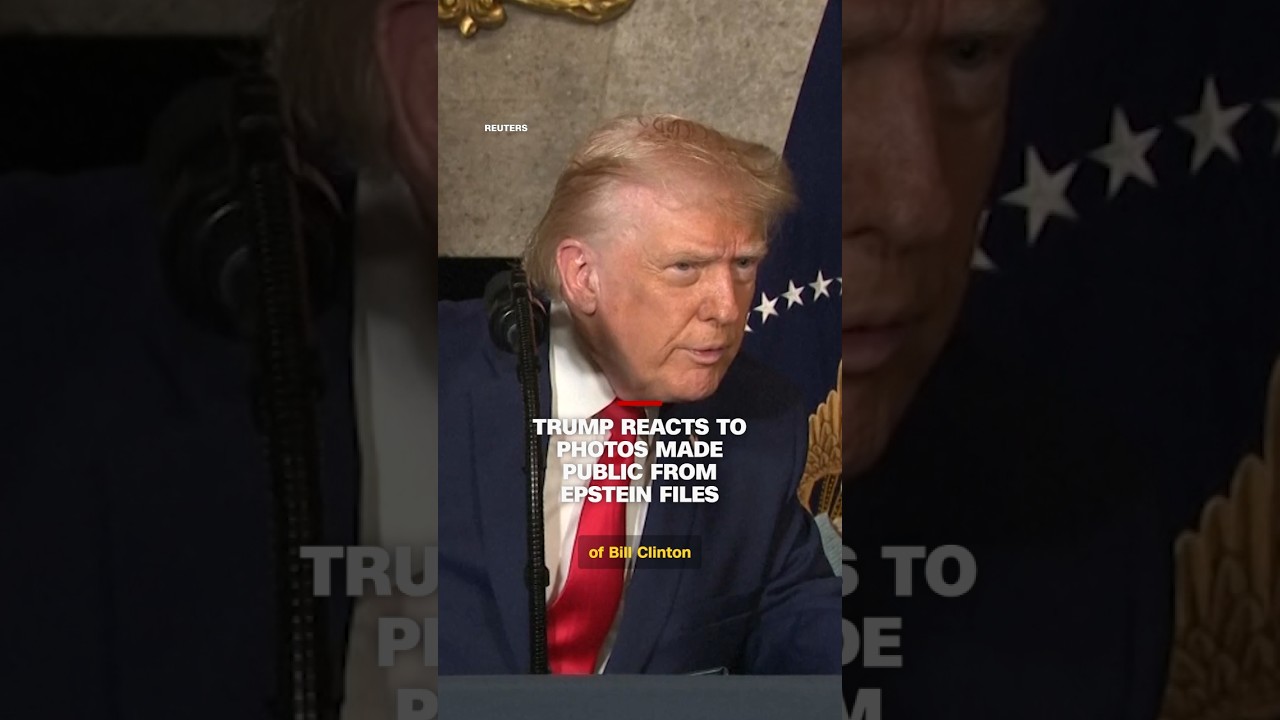 Trump reacts to photos made public from Epstein files