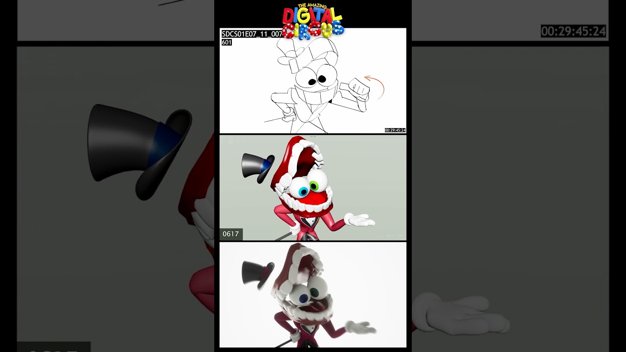 We ensure to capture all of Caine’s wacky expressions from storyboard to animation!