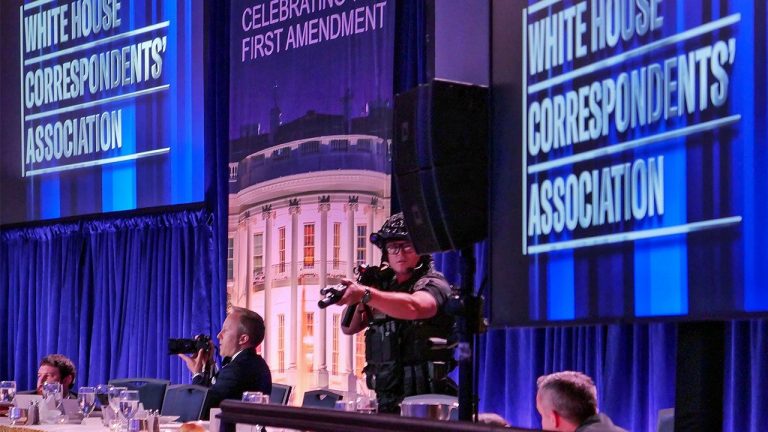 White House Correspondents’ Dinner shooting: See Trump evacuation, chaotic ballroom scenes