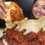 ASMR: EATING SPICY CHICKEN LOLIPOP🔥 PURI/LUCHI || #shorts #mukbangn#asmreating #mukbangasmr #asmr