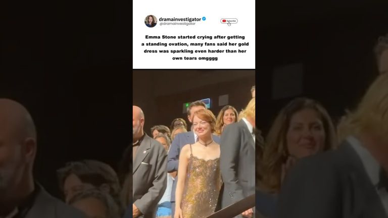 Emma Stone cried after a standing ovation, but her dress sparkled more than her tears #emmastone