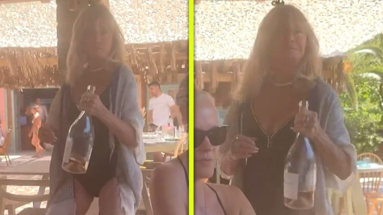 Goldie Hawn, 80, DANCES With Rosé in a Bathing Suit
