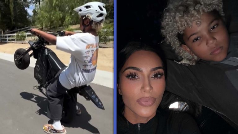 Saint West, 10, Shows Off Motorbike Skills in Instagram Debut