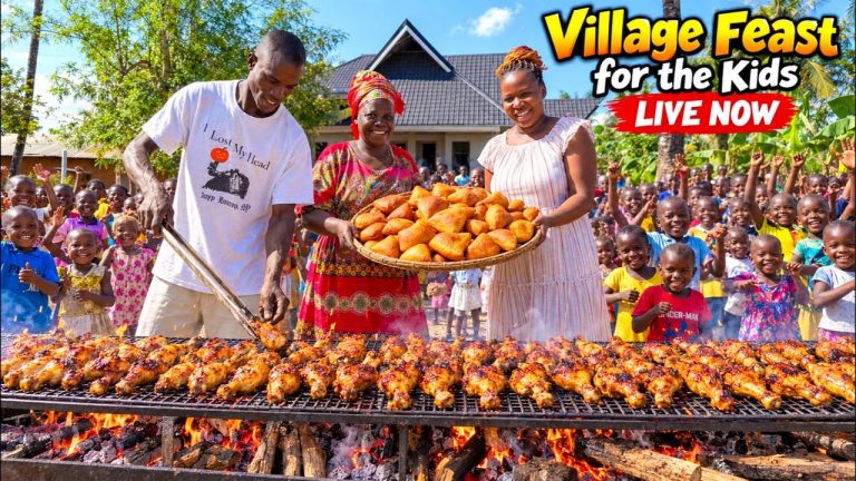 🔴LIVE NOW: GIANT Village Feast for 100 Kids! 🍗❤️Dream Home New Look After Plastering