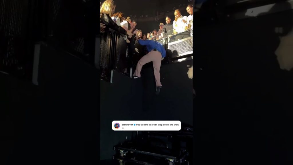 OOOOP Alex Warren just posted this video of a recent tumble he took during a concert 🫣 #shorts
