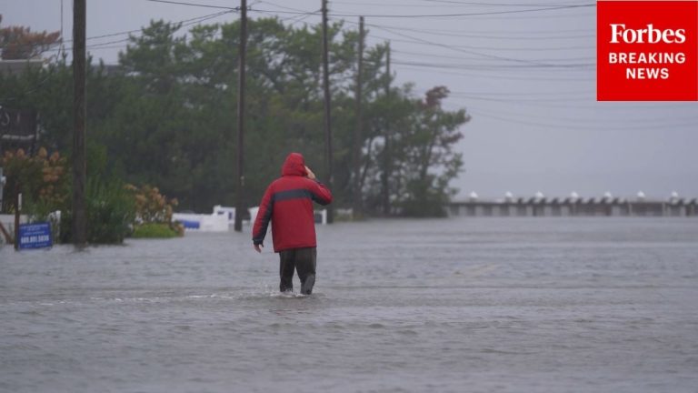 RAW VIDEO: Flooding Blankets Surf City, New Jersey, Amid Nor’easter Storm