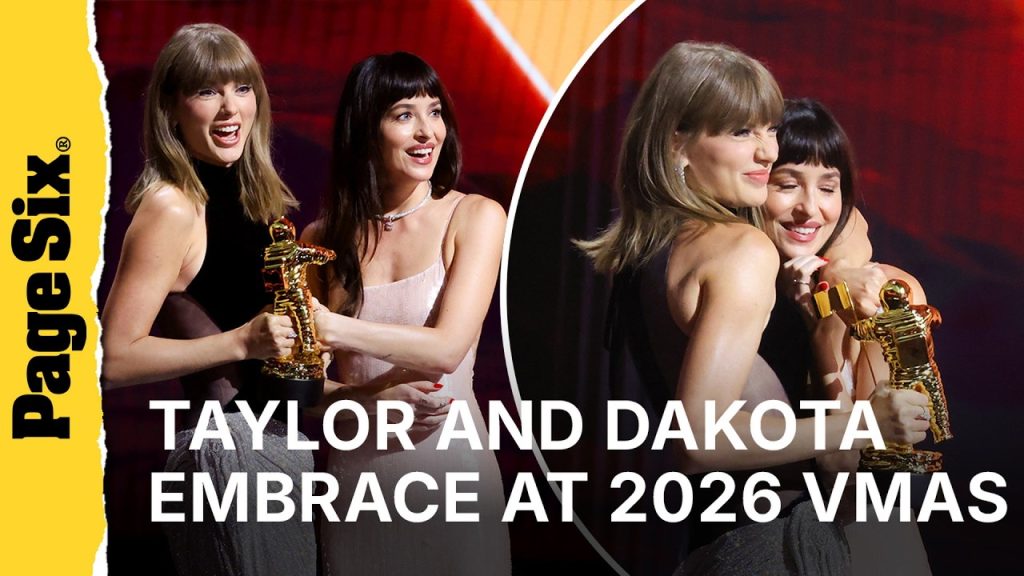 Taylor Swift, Dakota Johnson react to ‘Patient Zero’ music video as it debuts at the 2026 VMAs