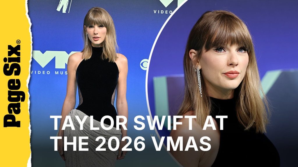 Taylor Swift glitters in silver sequined couture on VMAs 2026 red carpet